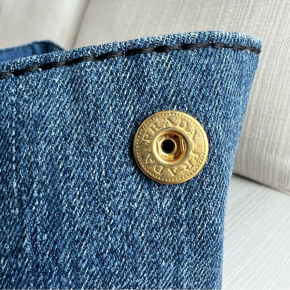 Prada Blue Denim Structured Canapa Tote - Picture 4 of 15